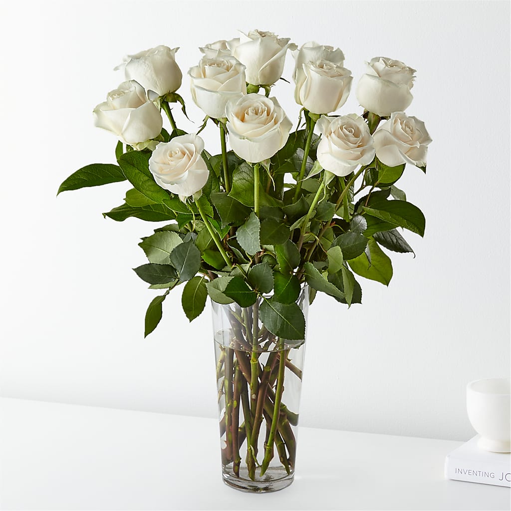 Long Stem White Rose Bouquet – DAISY'S FLOWER SHOP, Hemet CA
