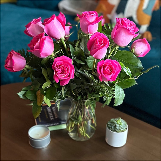 Long Stem Pink Rose Bouquet – DAISY'S FLOWER SHOP, Hemet CA