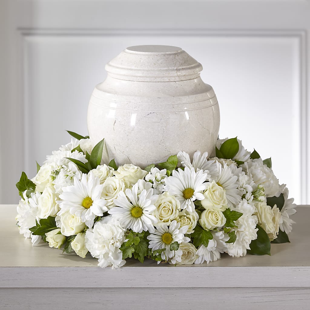Ivory Gardens Cremation Adornment – DAISY'S FLOWER SHOP, Hemet CA