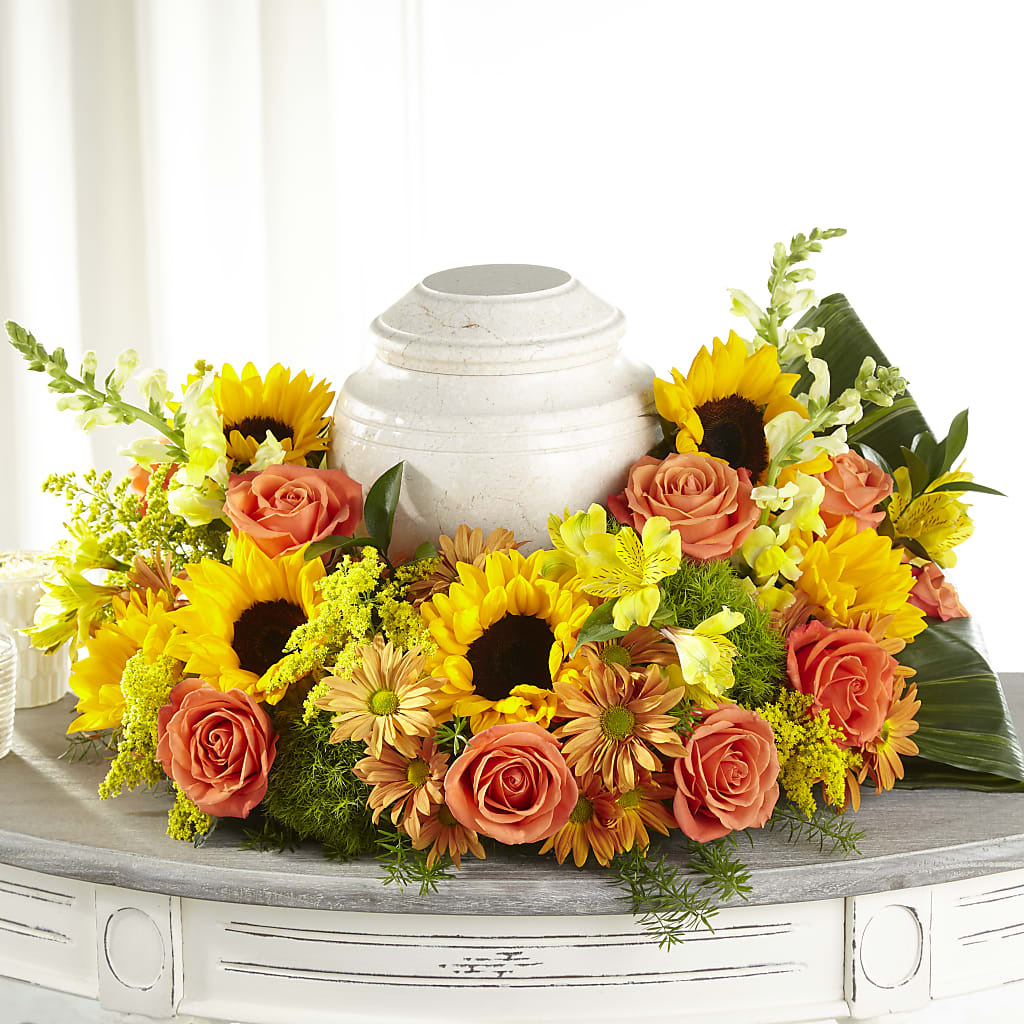 Faithful Sunflower Cremation Adornment – DAISY'S FLOWER SHOP, Hemet CA