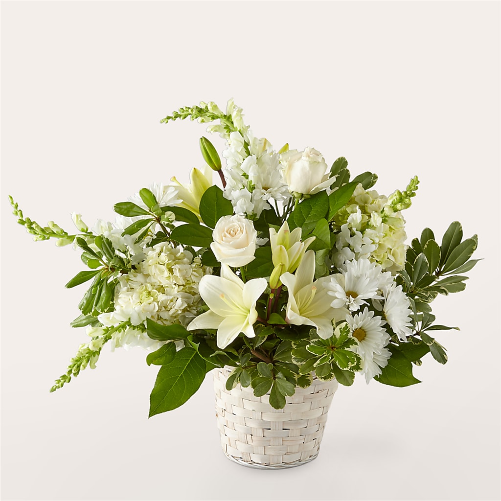 Ivory Elegance Floral Basket – DAISY'S FLOWER SHOP, Hemet CA