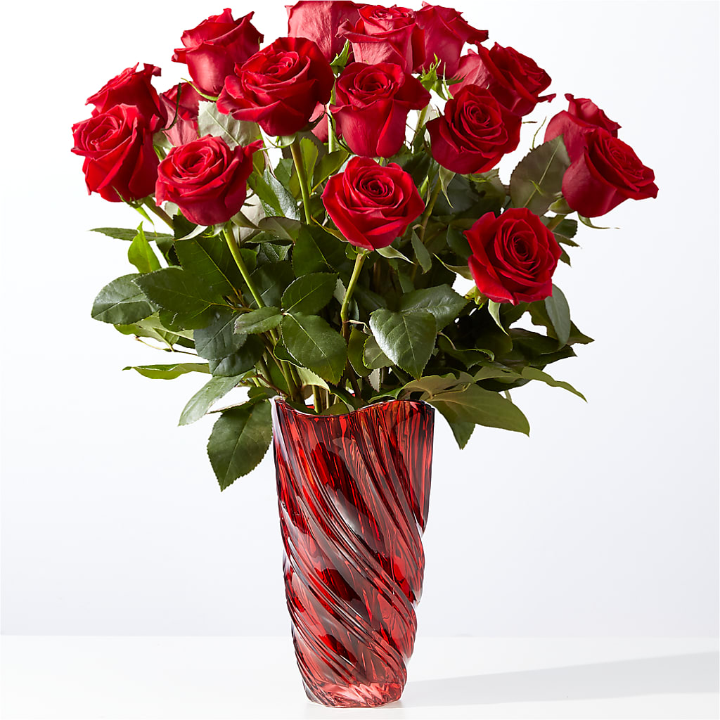 Classic Love Red Rose Bouquet with Luxe Swirl Vase – DAISY'S FLOWER SHOP, Hemet CA