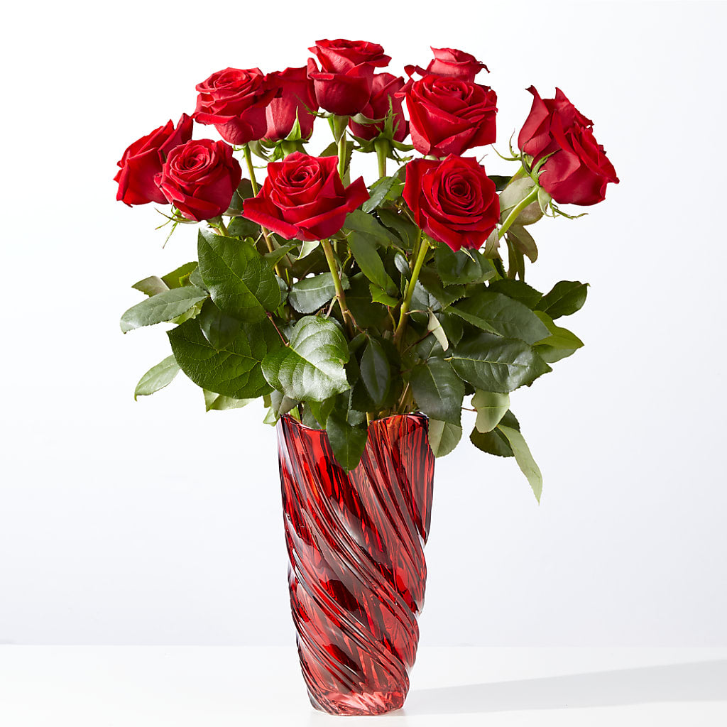 Classic Love Red Rose Bouquet with Luxe Swirl Vase – DAISY'S FLOWER SHOP, Hemet CA