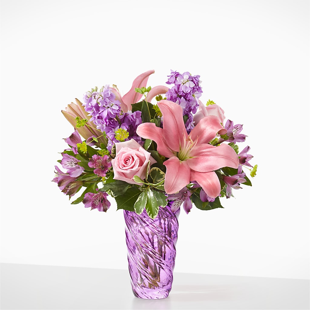 Precious Petals Bouquet with Luxe Swirl Vase – DAISY'S FLOWER SHOP, Hemet CA