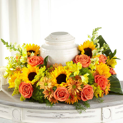 Faithful Sunflower Cremation Adornment – DAISY'S FLOWER SHOP, Hemet CA