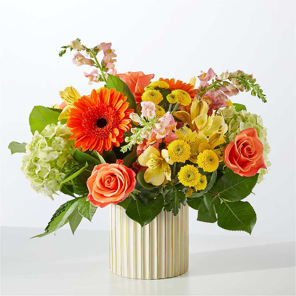 Autumn Sunshine Bouquet with Ivory Vase – DAISY'S FLOWER SHOP, Hemet CA