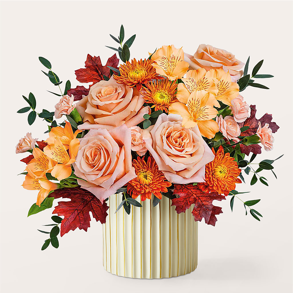 Spiced Latte Bouquet with Ivory Vase – DAISY'S FLOWER SHOP, Hemet CA