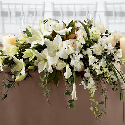 White Linen Arrangement – DAISY'S FLOWER SHOP, Hemet CA