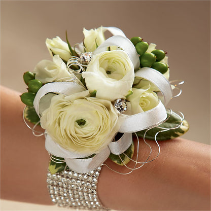 White Wedding Corsage – DAISY'S FLOWER SHOP, Hemet CA